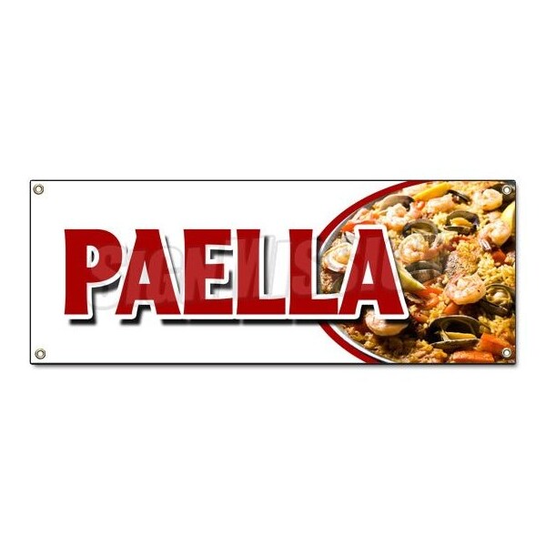 PAELLA BANNER SIGN spanish seafood clam shrimp mussel rice special food